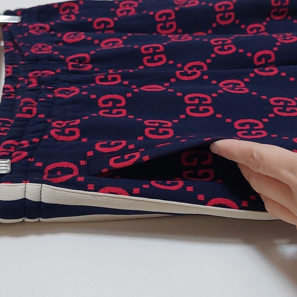 Gucci monogram red jacquard navy jogger - Picture 7 of 15